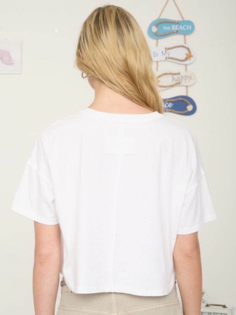 JOA Boxy Short Sleeve Henley Crop Top - Picture 3 of 3